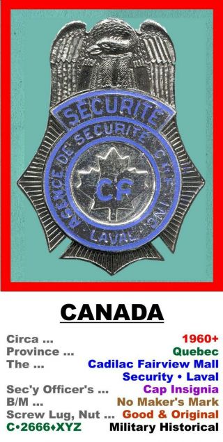 Cap Badge • Canada - Pq • Cadilac Fairview Mall - Laval • 1946 - 60 