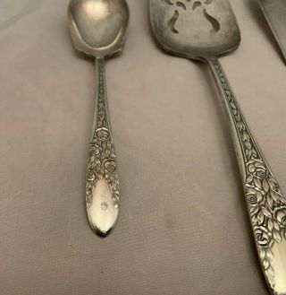 National Silver Co - Rose & Leaf - Pie Server / Sugar Spoon / Butter Knife 2