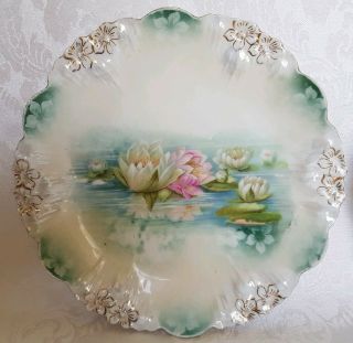 Antique Rs Prussia Reflecting Water Lily Plate 7 3/4 " 1