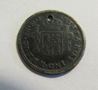 1782 Mexico 1 Reale Silver Coin Spanish Colony Carolus III Antique Money OLD 2