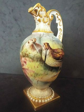 Antique Hammersley & Co China Ewer Hand Painted Wild Foul Sign A Colclough 1917