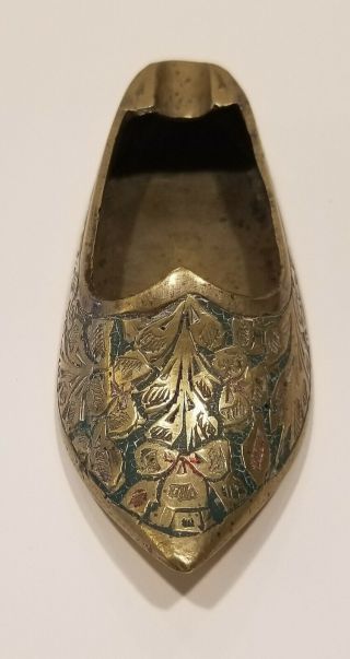 Vintage Solid Brass Ashtray; India Shoe; Handcrafted; Made In India; Decorative