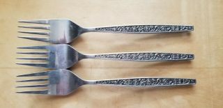 3 Antique Vintage Collectible Forks 6.  25 " Granada Rose Stainless - Japan