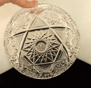 Hob Stars Antique Cut Glass Lead Crystal Bowl Candy Dish 4