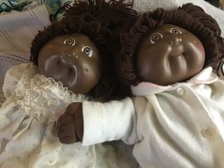 Pair Vintage Cabbage Patch Kids African American Girl Dolls