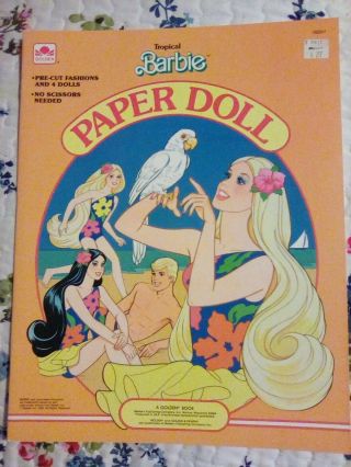 Uncut Vtg Tropical Barbie Paper Doll Book 1986 4 Dolls 17 Outfits/4pgs Great Con