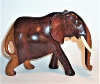 Old Elephant Hand Carved Wood Art Sculpture Statue Figurine Vintage Antique Vg
