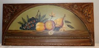 aged hand painted wood wall plaque / hanging fruit antiqued 24 