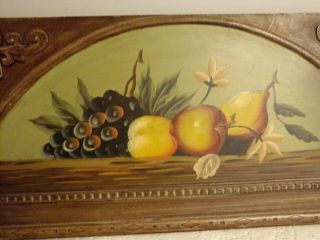 aged hand painted wood wall plaque / hanging fruit antiqued 24 