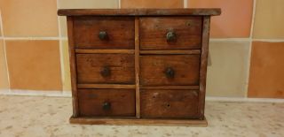Antique Vintage Wooden Box With Drawers Miniature Chest For Trinkets