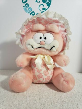 Vintage 1981 Garfield The Cat 9 " Plush Pink Kitchy - Coo Baby Garfield Doll Pink