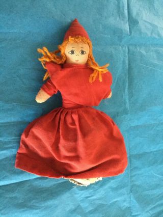 Vintage Little Red Riding Hood Grandma And Wolf Flop Cloth Doll 9” Collectible