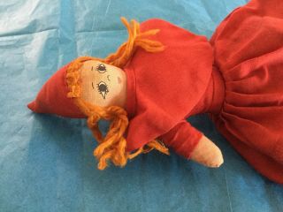 Vintage Little Red Riding Hood Grandma and wolf Flop Cloth Doll 9” collectible 2