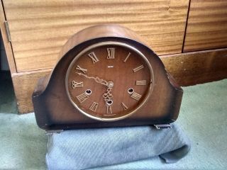 Vintage Smiths Westminster Chiming Mantel Clock With Key 29x20x8cm Deep