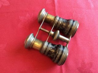 Quality Antique Victorian/ Opera Glasses Fancy Engraved White Metal & Brass