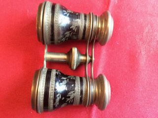Quality Antique Victorian/ Opera Glasses Fancy Engraved White Metal & Brass 3