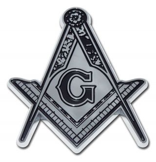 Mason Detailed Chrome Metal Auto Emblem Car Truck Decal Freemason Masonic