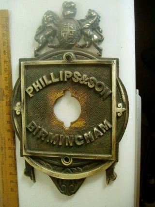 Victorian Brass Safe Plate Phillips & Son Birmingham