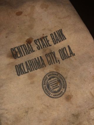 Vintage Bank Bag From Central State Bank In Oklahoma City,  Ok