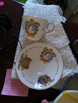 Commemorative Teacup With Saucer,  Queen Elizabeth Ii 