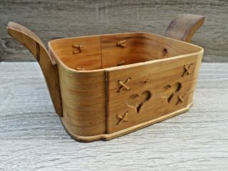 Vintage Swedish Birch Bowl,  Hand Made Serving Bowl With 2 Handles
