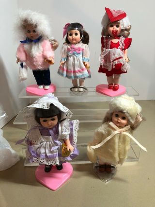 Set Of 5 VINTAGE GINNY DOLL 80 ' S ERA With Tags And Stands 2