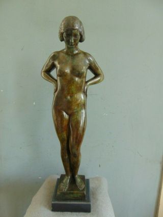 Vintage Bronze Art Deco Nude Sculpture Signed Paul Manship - Roman Bronze