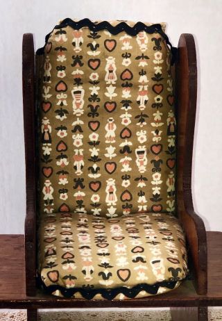 Antique Wood Barrel Rocking Chair Rocker Bucket Seat Cushion Child Doll Bear VTG 3