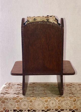 Antique Wood Barrel Rocking Chair Rocker Bucket Seat Cushion Child Doll Bear VTG 5
