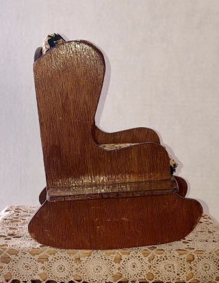 Antique Wood Barrel Rocking Chair Rocker Bucket Seat Cushion Child Doll Bear VTG 6