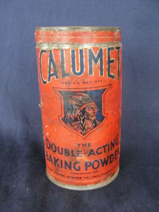 Antique Calumet Double Action Baking Powder Can W Paper Label