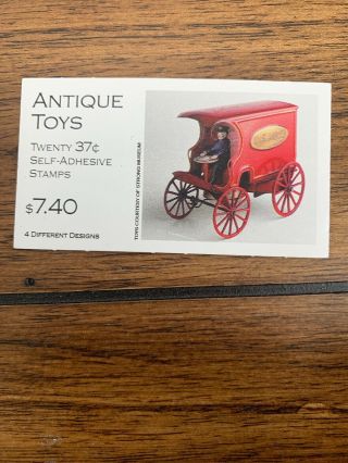 Us Scott Bk 291 Booklet 2 Panes 20 Stamps 37c Antique Toys Never Opened