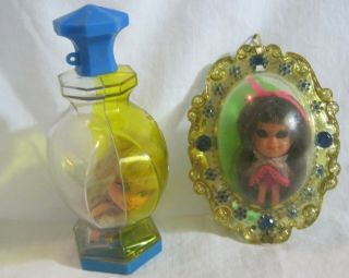 2 Vintage 1966 Liddle Kiddle Dolls Kiddle Kologne Perfume & Lucky Locket Mattel