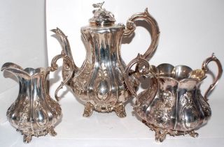 Mid 1800 Spectacular Victorian British Sterling Silver Tea Set