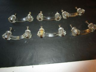 6 Antique Glass Furniture Handles Clear Glass Measure 3 " Center To Center