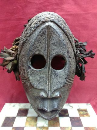 Vintage Hand Carved Hard Wood African Tribal Wall Mask