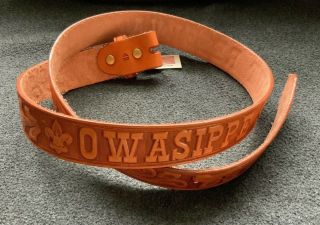 Bsa Boy Scout Leather Belt Owasippe Scout Reserv - 42” Color Brown
