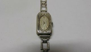 Vintage 1933 Elgin 17 Jewel Ladies 14k Gold Filled Art Deco Wrist Watch Runs