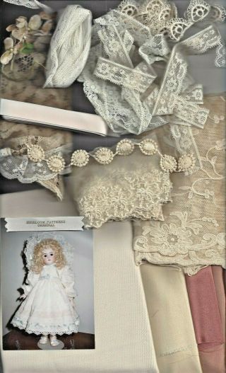 18 " Antique French - German Doll Heirloom Dress Bonnet Underwear Pattern&fabric Kit