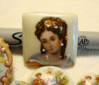 7 Antique Porcelain Button Blanks Limoges Fragonard Rosenthals 7/8 