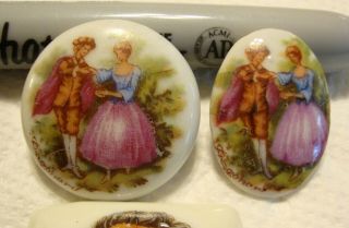 7 Antique Porcelain Button Blanks Limoges Fragonard Rosenthals 7/8 