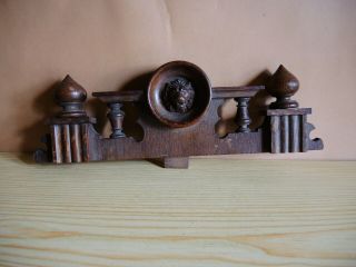 Antique German Wall Clock Junghans Gustav Becker Wooden Crown Topper Finials Hac