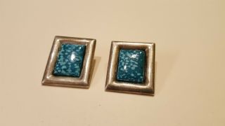 Antique Vintage Sterling Silver 925 Earrings,  Turquoise