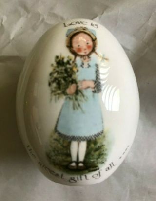 Vintage Holly Hobbie Egg " Love Is The Nicest Gift Of All " With Tag