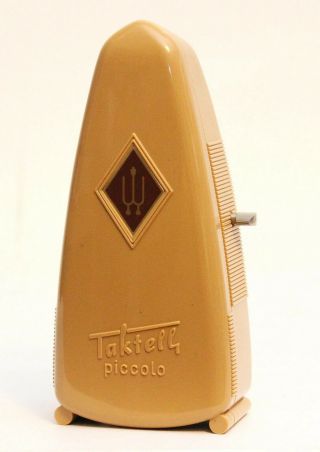 Vintage Wittner Taktell Piccolo Wind Up Metronome In Tan Brown Made In Germany