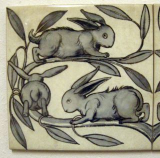 William De Morgan 2 Tile Rabbit Panel / Bathroom / Kitchen / Splashback / Plaque 2