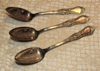 3 Antique Silver Grapefruit Spoons 1893 Columbian Exposition Leonard Mfg.  Co