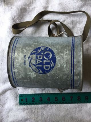 Vintage Old Pal Metal Minnow Fishing Bucket Pail W/ Strap Bait Bucket