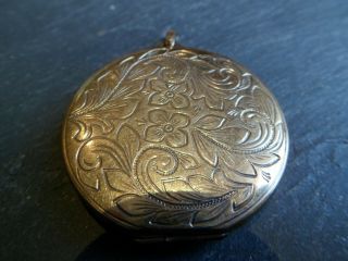 LARGE 3.  7cm HEAVY 21.  5g Antique 9ct Rolled Gold Double Sided Photo Locket 2