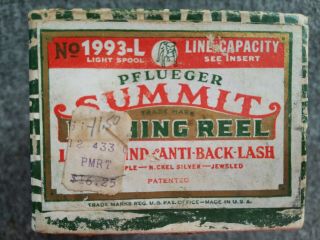 Vintage Pflueger Summit Fishing Reel Level Wind & Anti Back Lash Empty Box Only